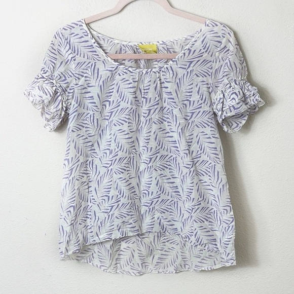 Maeve Silk Blend Short Sleeve Top Blouse lilac white size 0 - Picture 7 of 7